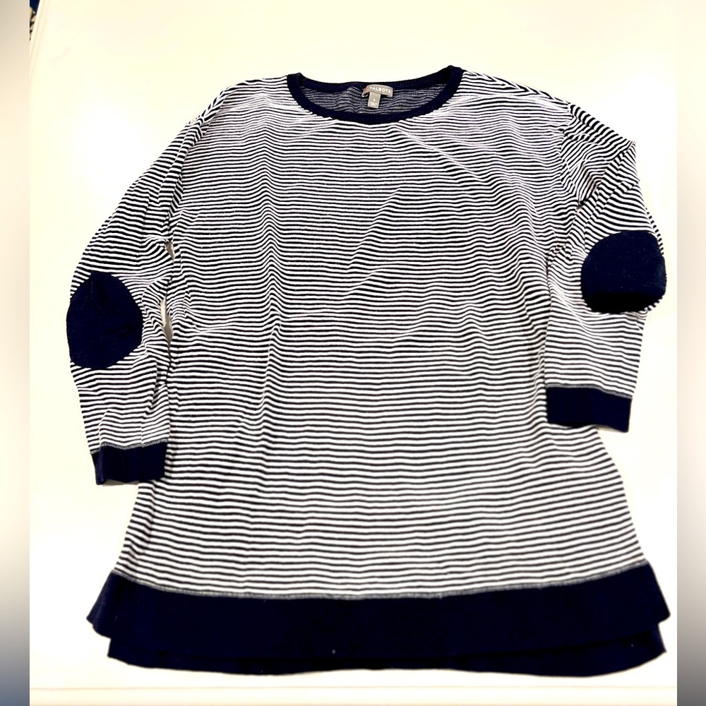 Talbots Navy‎ & White Striped Sweater Size S